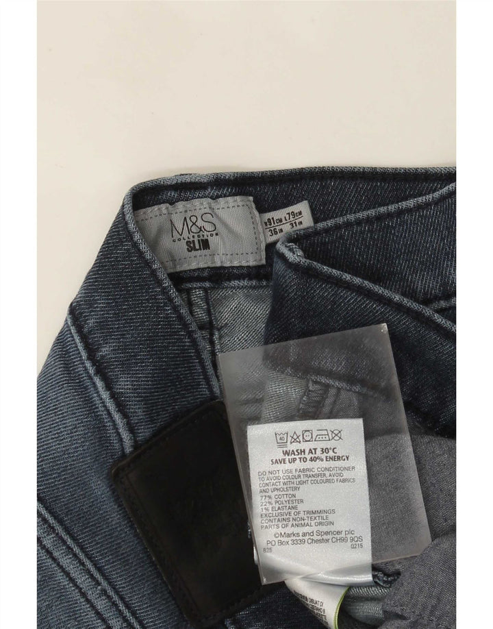 Marks & Spencer Mens Slim Jeans W36 L31 Azul Algodão