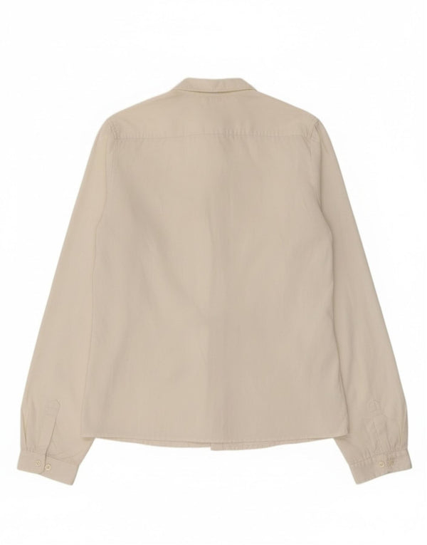 Camisa frontal com babados para meninas Benetton 11-12 anos 2XL algodão branco