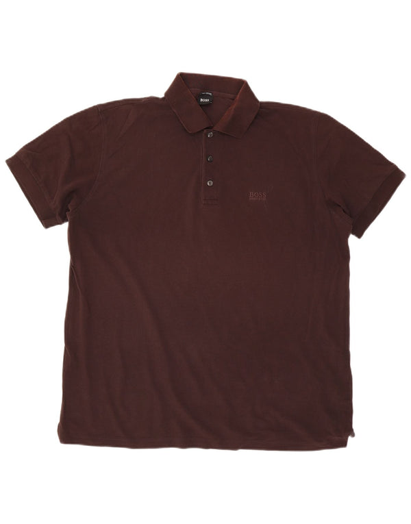 Camisa polo masculina Hugo Boss grande algodão marrom