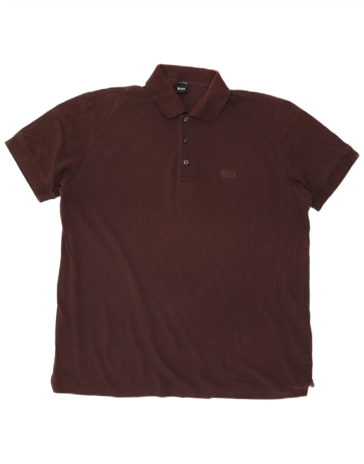 Camisa polo masculina Hugo Boss grande algodão marrom
