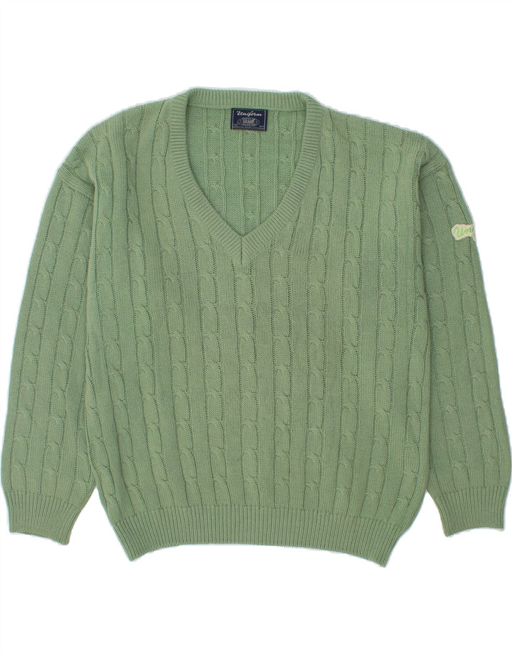 Suéter masculino UNIFORM com decote em V grande acrílico verde