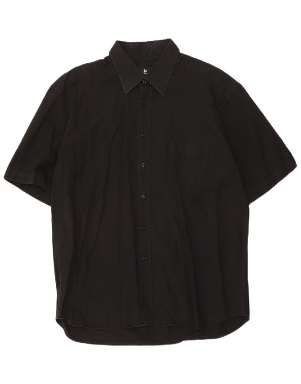 Roccobarocco Camisa masculina de manga curta preta média