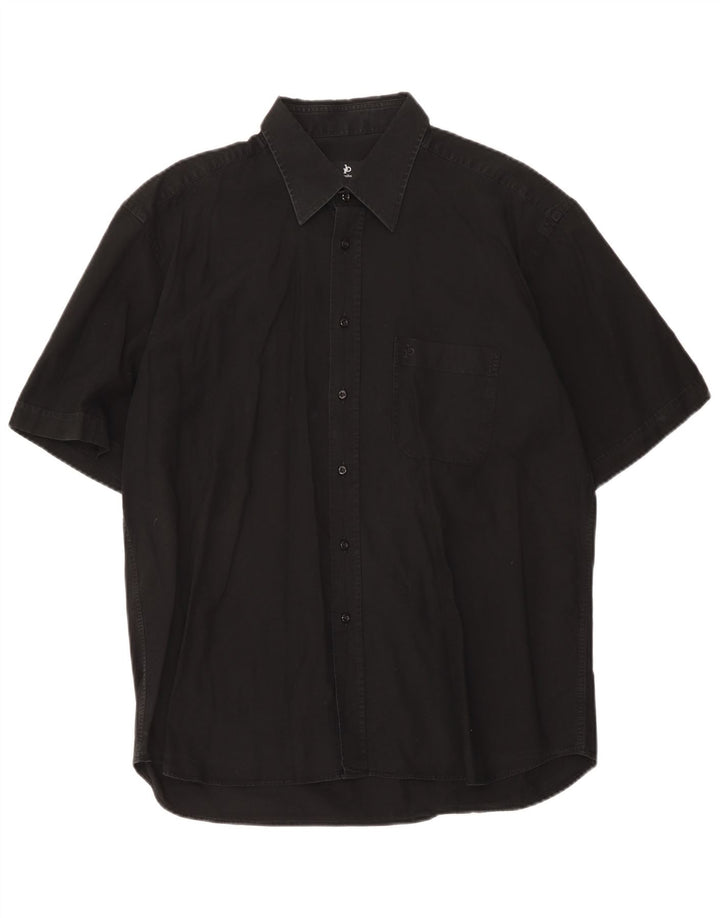 Roccobarocco Camisa masculina de manga curta preta média