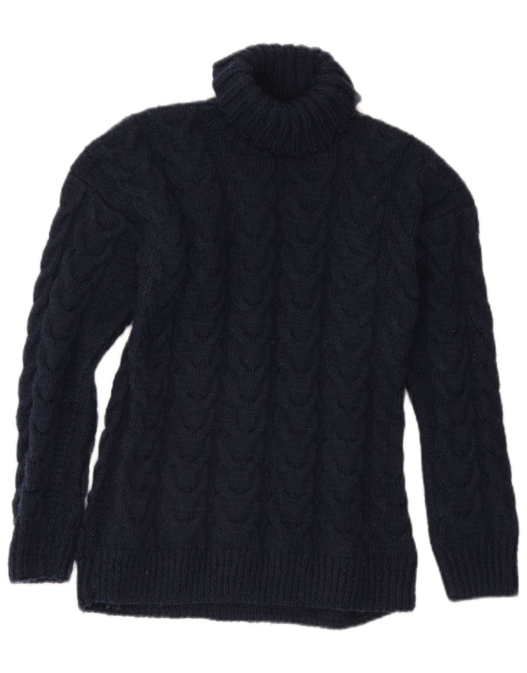 Suéter feminino vintage com gola redonda Reino Unido 16 grande azul marinho