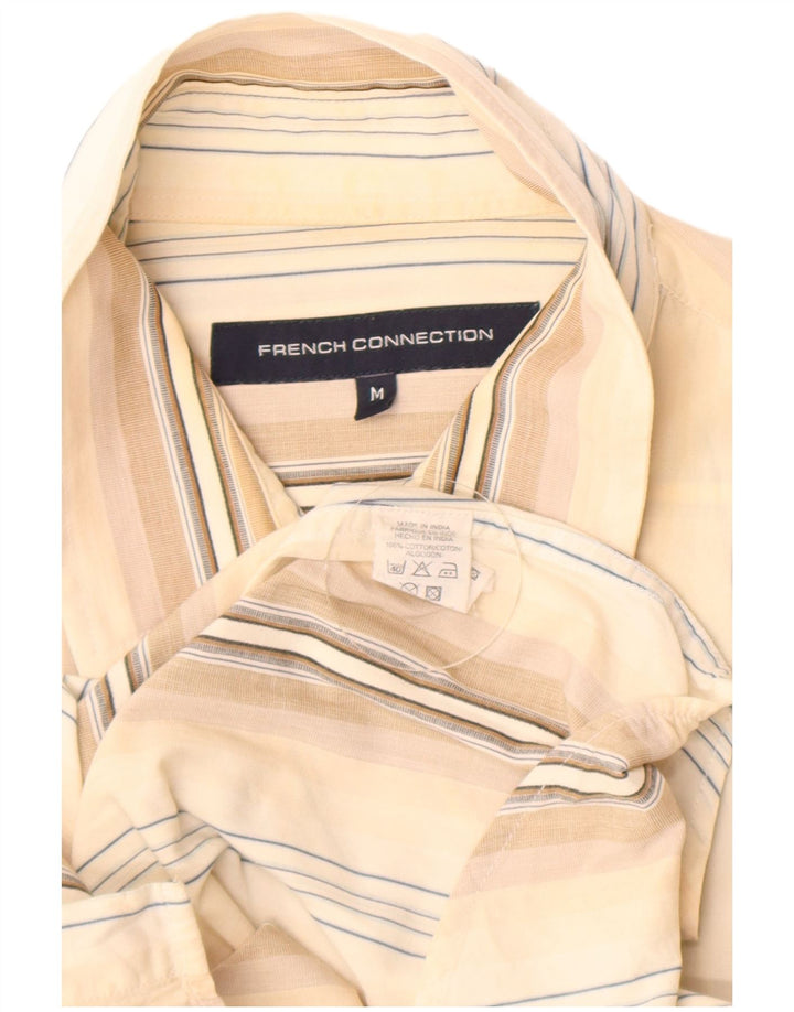 Camisa masculina French Connection algodão listrado bege médio