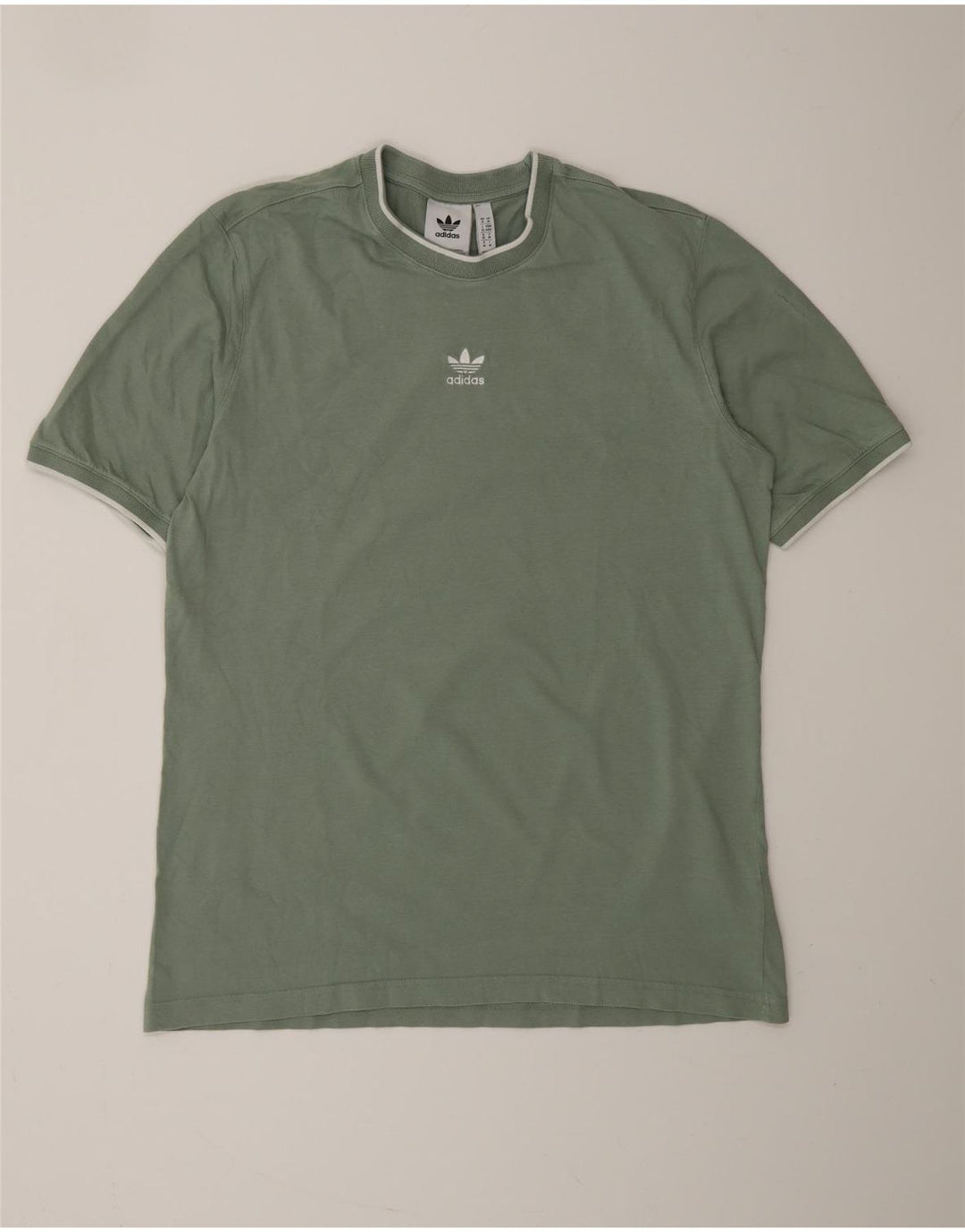 ADIDAS Mens Camiseta Top Médio Algodão Verde