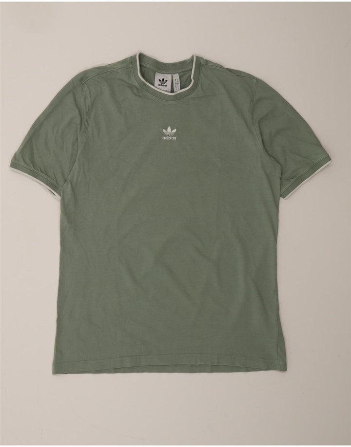 ADIDAS Mens Camiseta Top Médio Algodão Verde