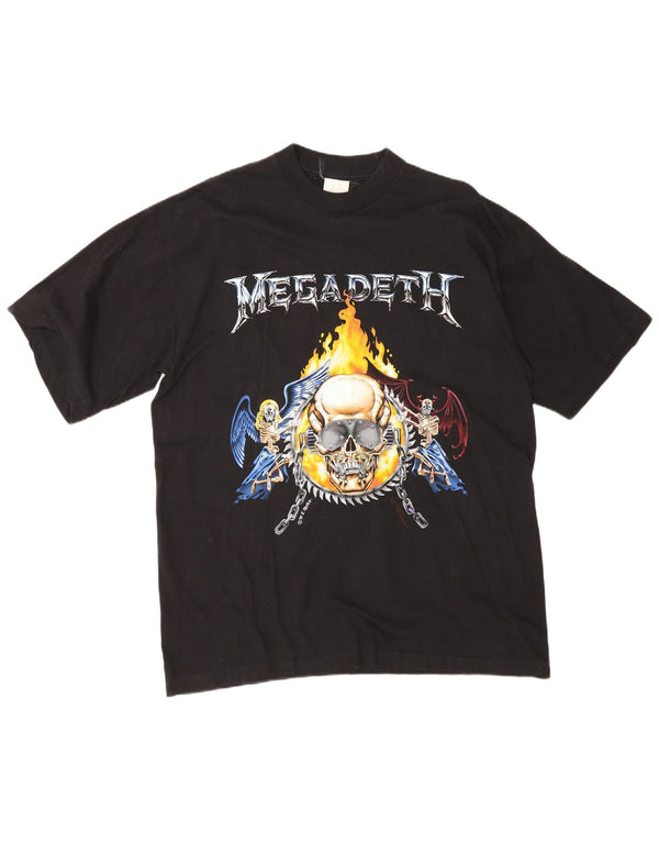 Camiseta gráfica masculina vintage Megadeth 1994 Top XL preto algodão metal