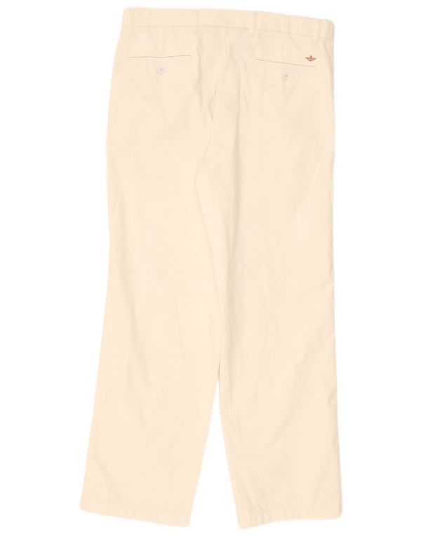 Dockers Mens Straight Chino Calças W36 L32 Off White Cotton