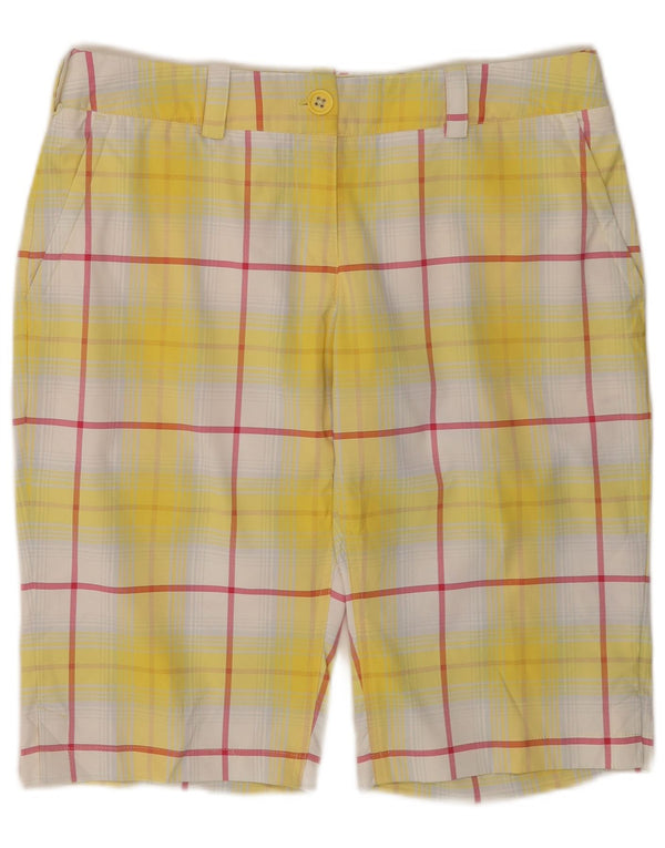 Shorts Nike Dri Fit Golf Chino Feminino UK 12 Médio W32 Amarelo Xadrez