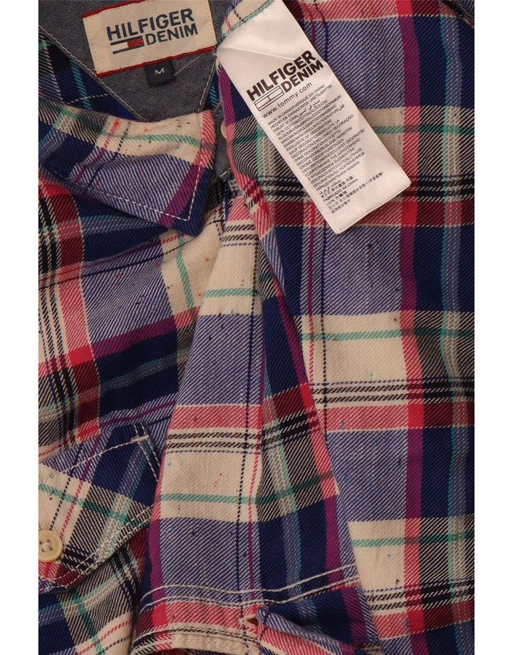 Camisa masculina de flanela TOMMY HILFIGER algodão xadrez azul médio