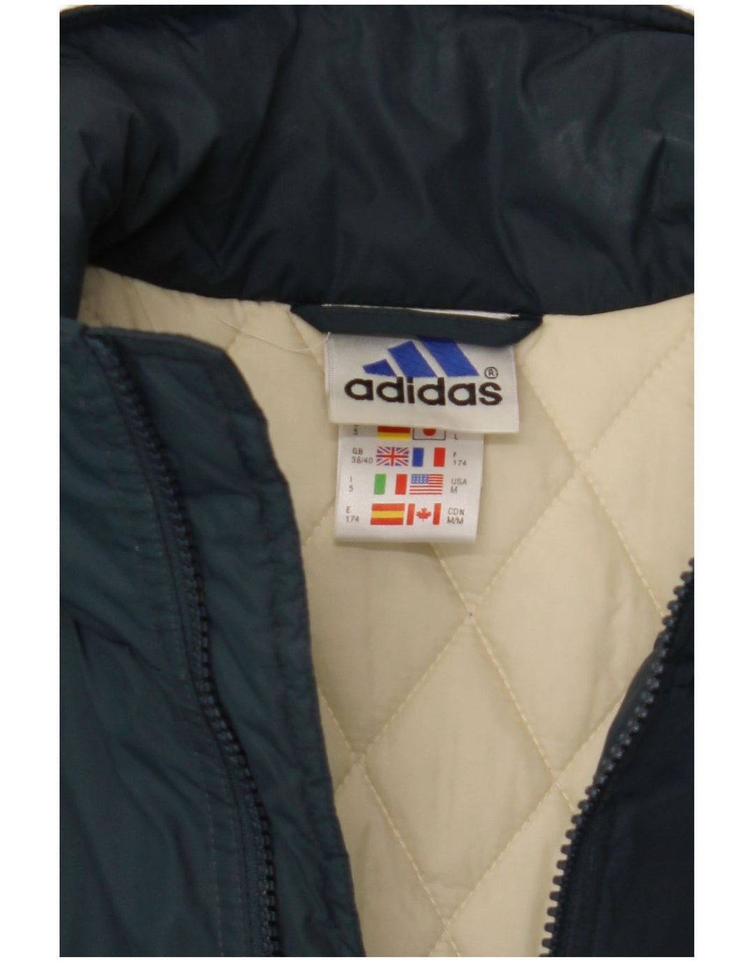 Adidas Mens Jaqueta Acolchoada UK 38/40 Médio Azul Marinho Nylon