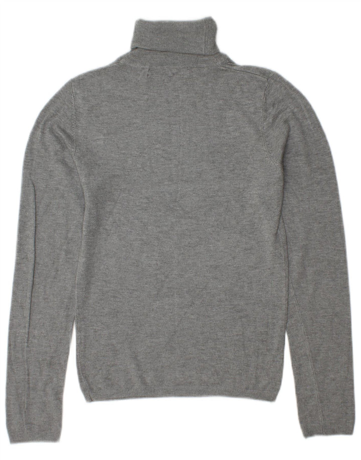 Suéter feminino Zara com gola redonda, Reino Unido 10 pequeno rayon cinza