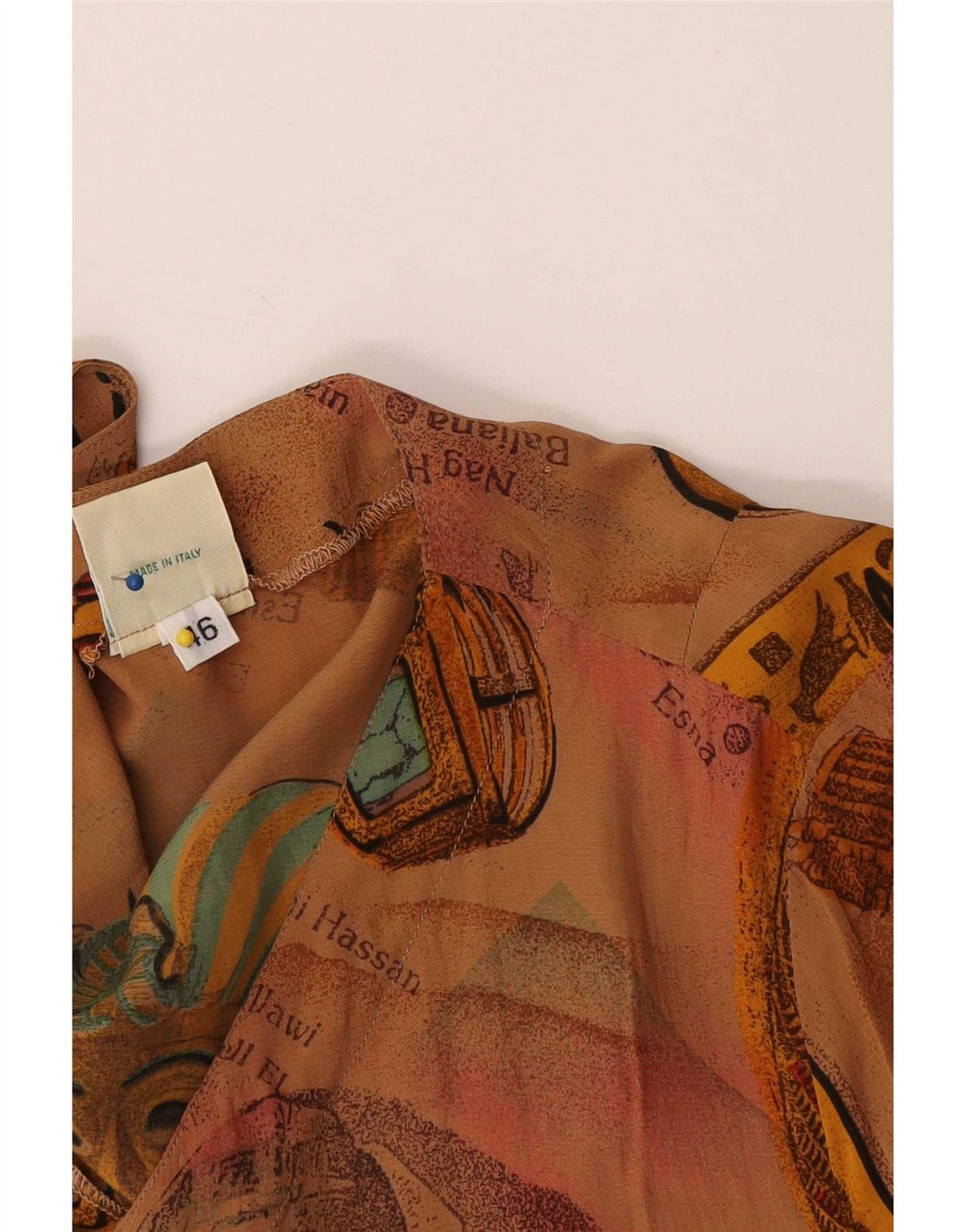Blusa feminina vintage com estampa abstrata manga curta IT 46 grande marrom