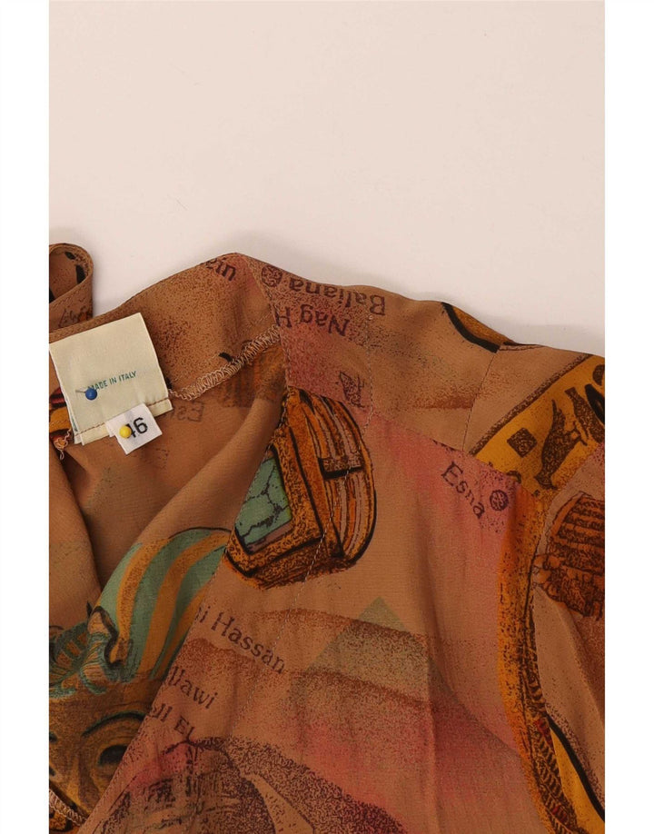 Blusa feminina vintage com estampa abstrata manga curta IT 46 grande marrom