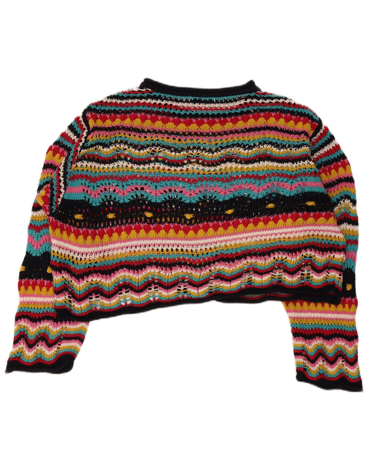 Zara Suéter feminino com gola canoa e listrado médio multicolorido Reino Unido 14