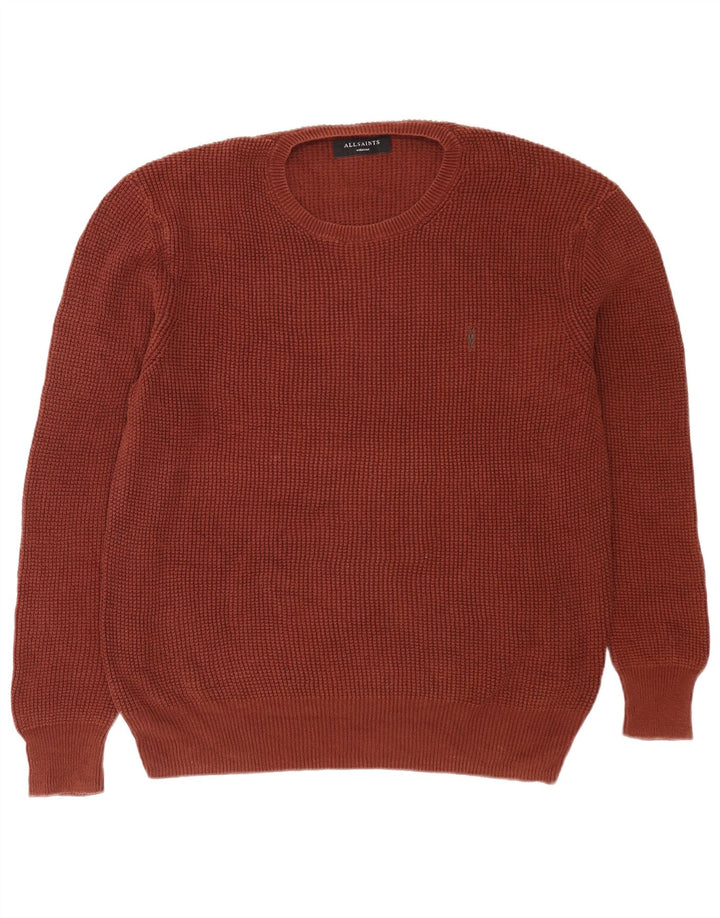 Suéter masculino All Saints com gola redonda e algodão marrom médio
