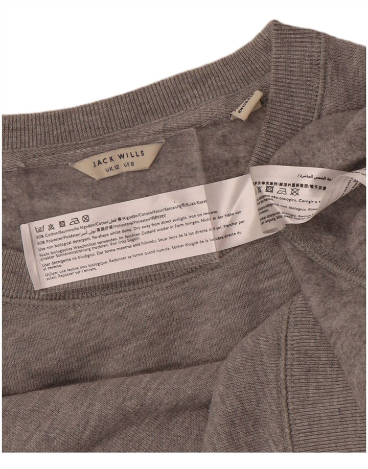 Jack Wills moletom feminino jumper UK 12 algodão manchado cinza médio
