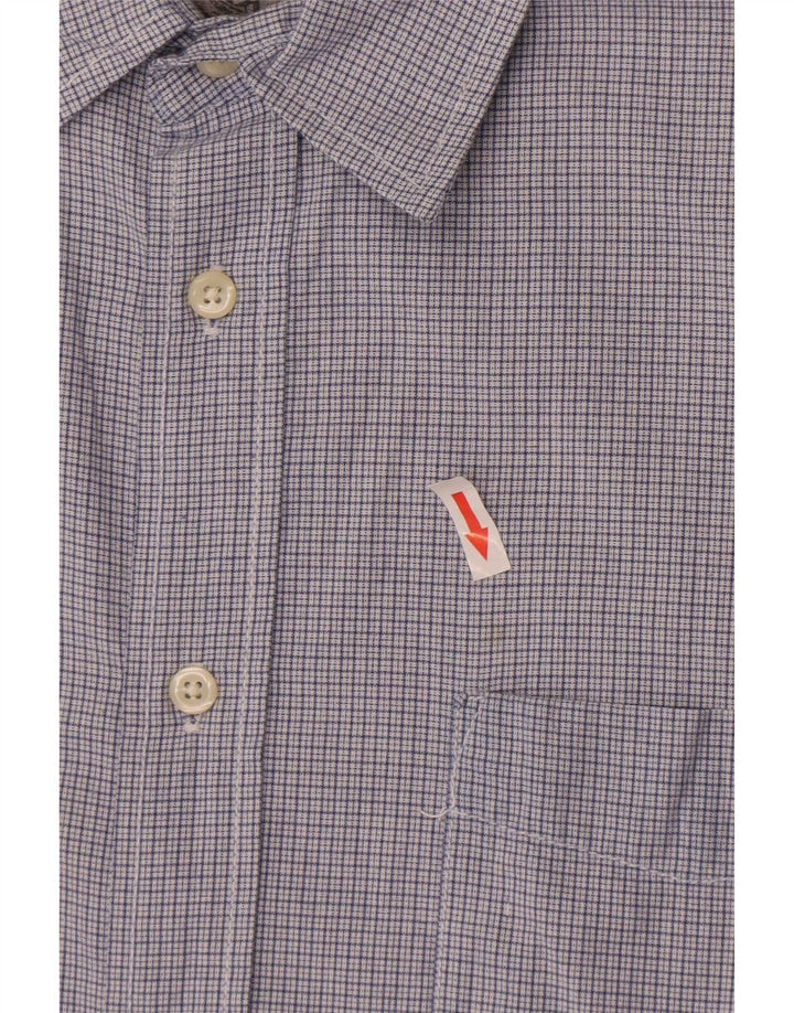 Camisa masculina Nautica de manga curta regular fit grande algodão xadrez azul