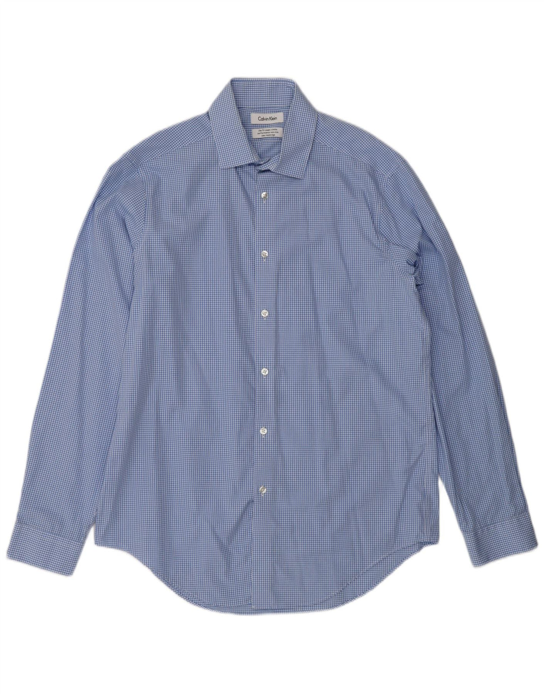 Camisa masculina Calvin Klein Slim Fit tamanho 16 grande azul guingão