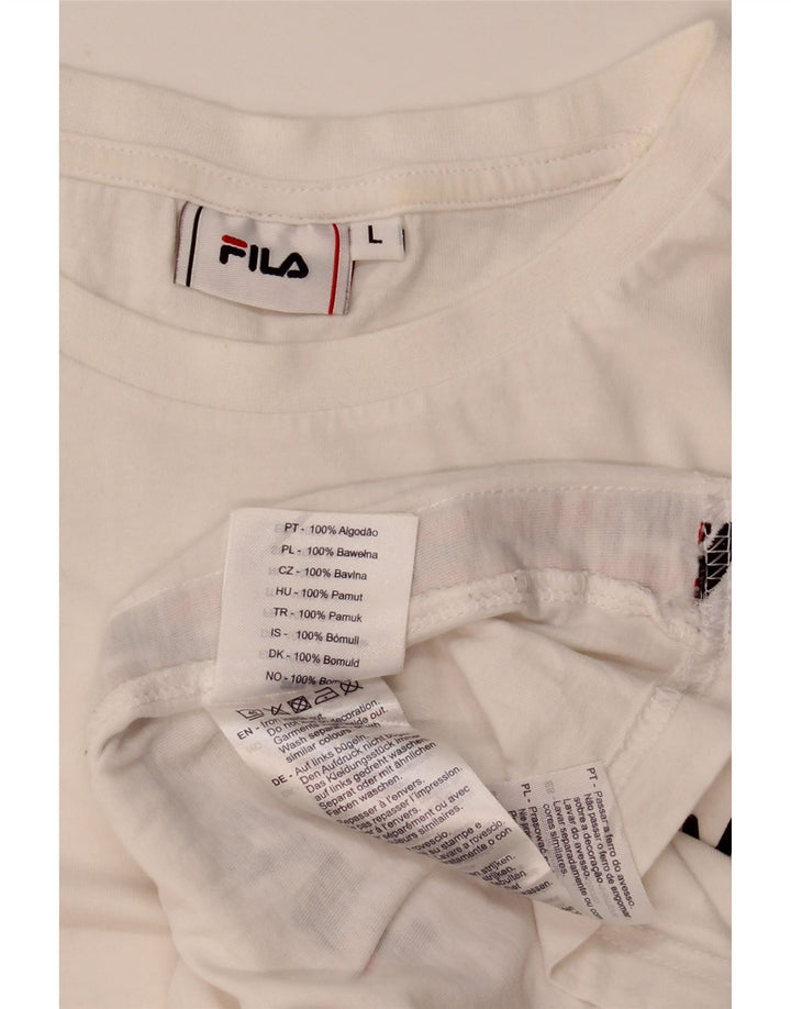 Fila Mens Graphic T-Shirt Top Grande Algodão Branco