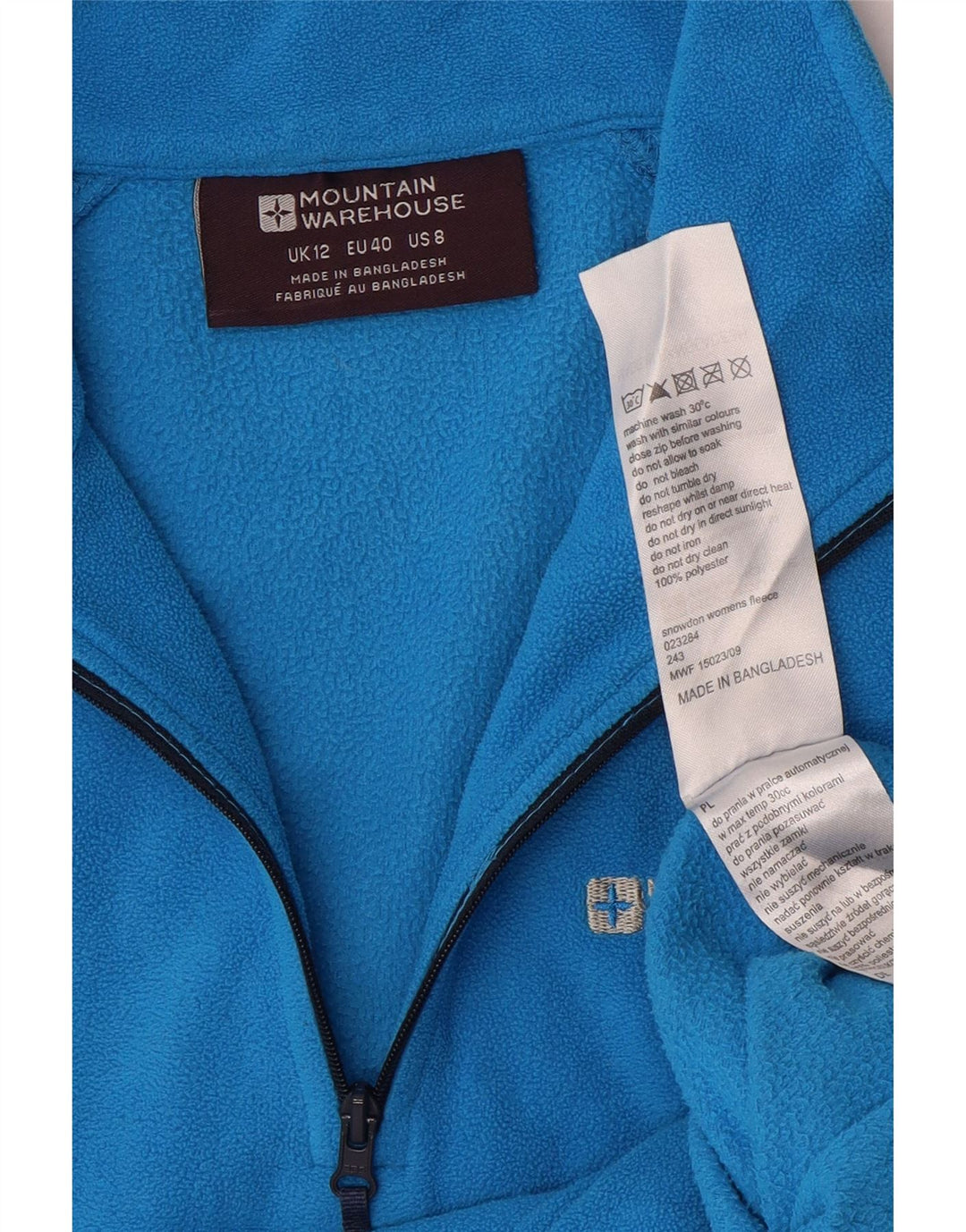 Suéter de lã feminino Mountain Warehouse com zíper e gola UK 12 azul médio