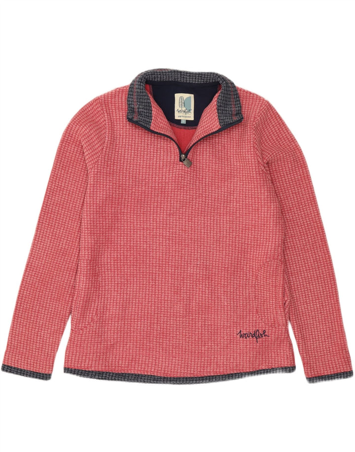 Suéter de lã feminino Weird Fish com zíper e pescoço UK 12 poliéster rosa médio