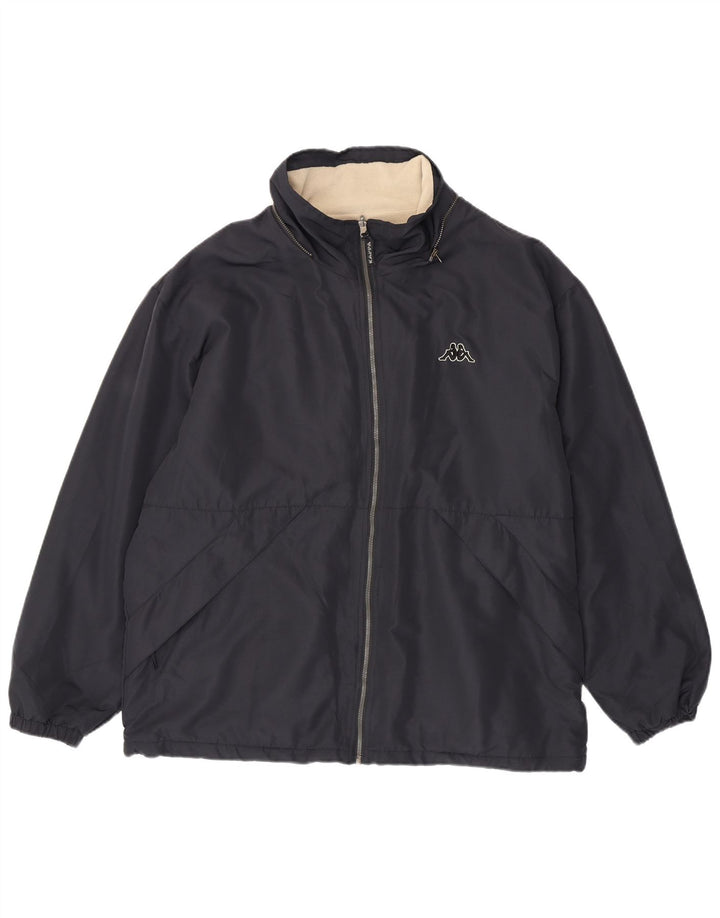 Jaqueta corta-vento masculina Kappa UK 40 grande poliéster azul marinho
