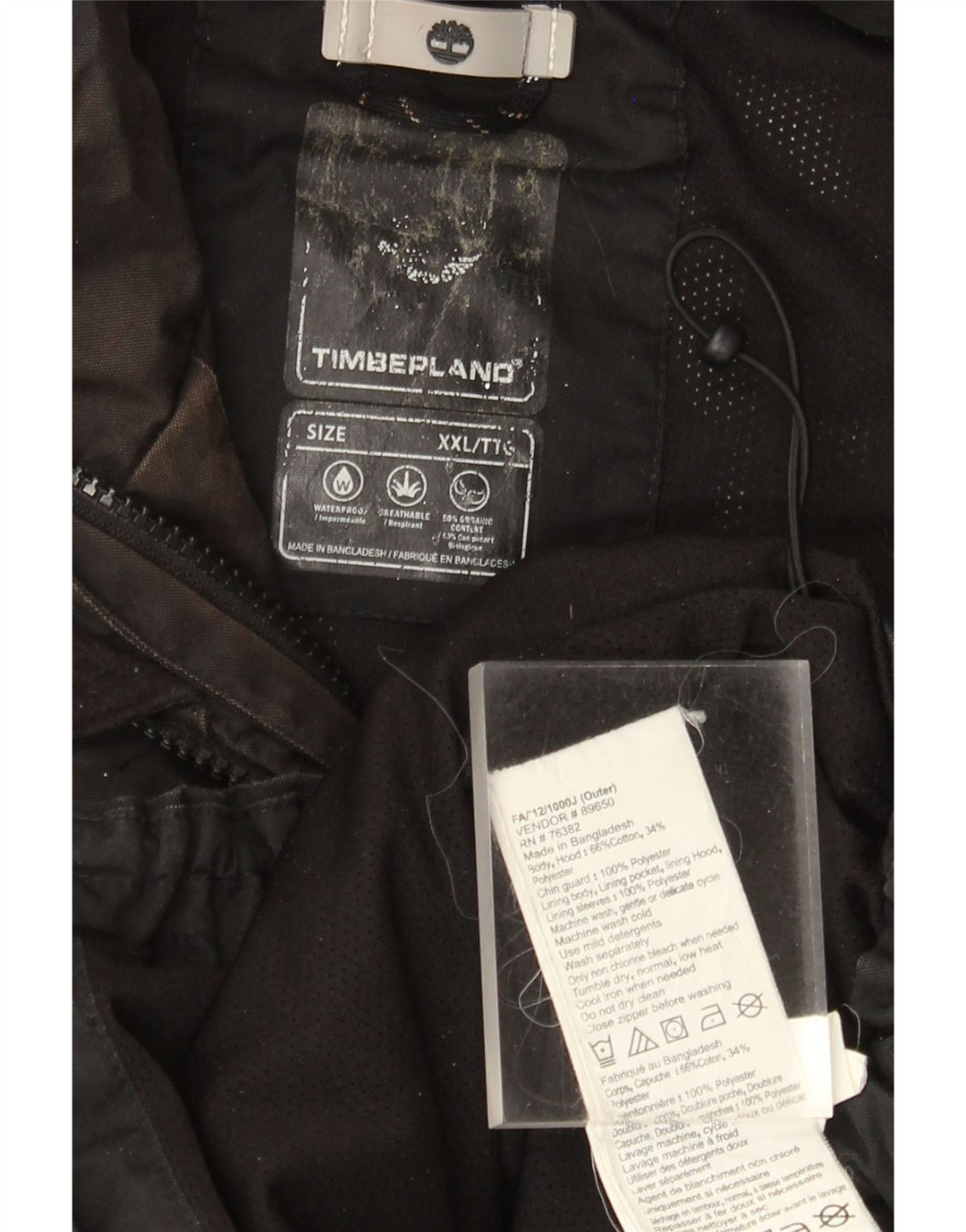 Jaqueta corta-vento masculina Timberland UK 44 2XL algodão preto