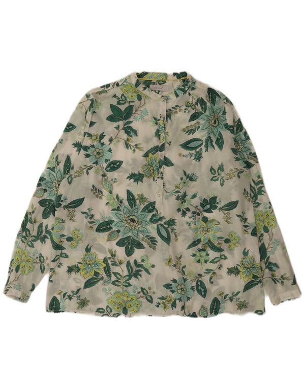 Blusa feminina de manga comprida Marks & Spencer UK 14 grande off white floral