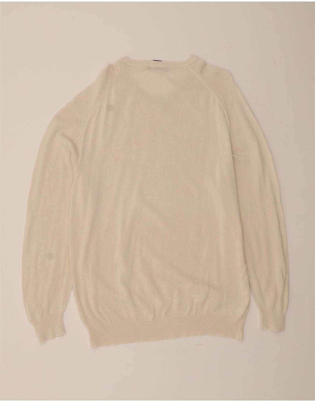 MARLBORO CLASSICS Mens V-Neck Jumper Sweater XL Off White Cotton Vintage Marlboro Classics and Second-Hand Marlboro Classics from Messina Hembry 