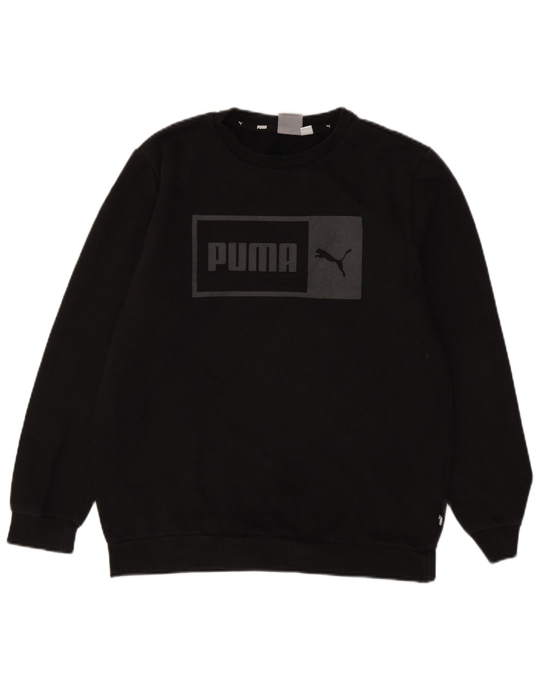 PUMA Mens Graphic Moletom Jumper Médio Algodão Preto