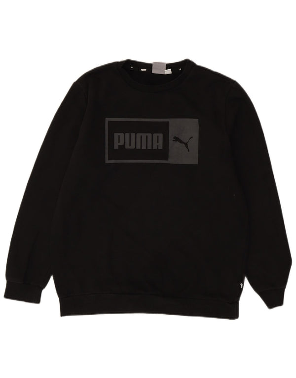 PUMA Mens Graphic Moletom Jumper Médio Algodão Preto