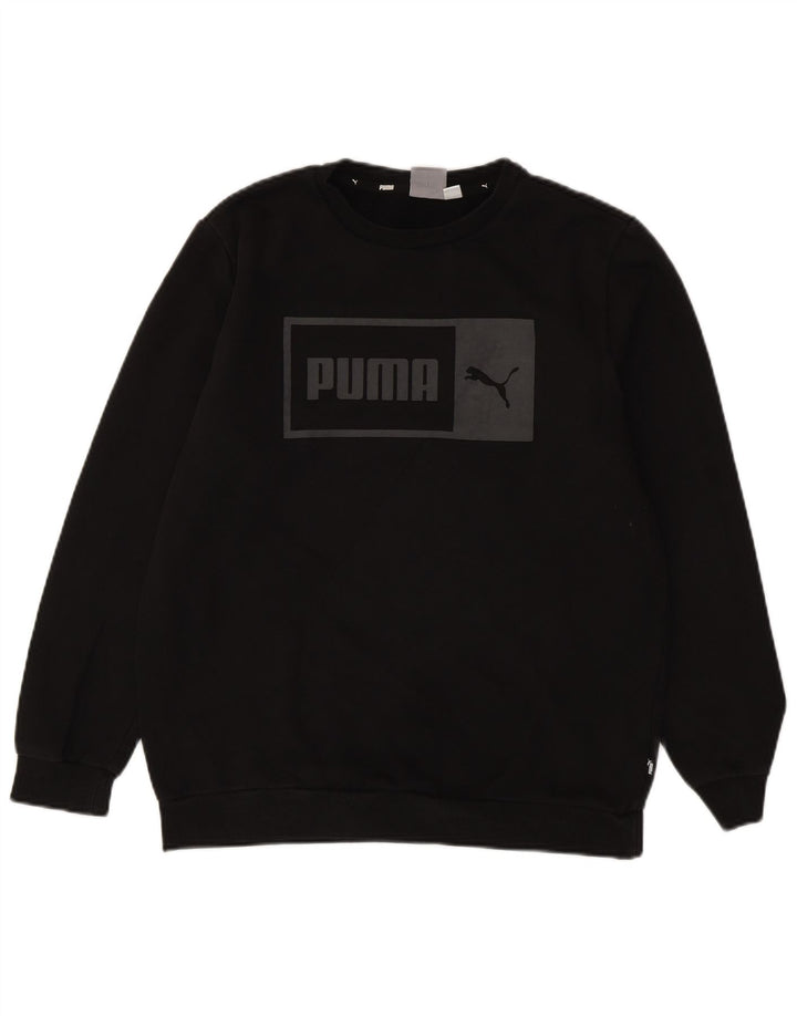 PUMA Mens Graphic Moletom Jumper Médio Algodão Preto