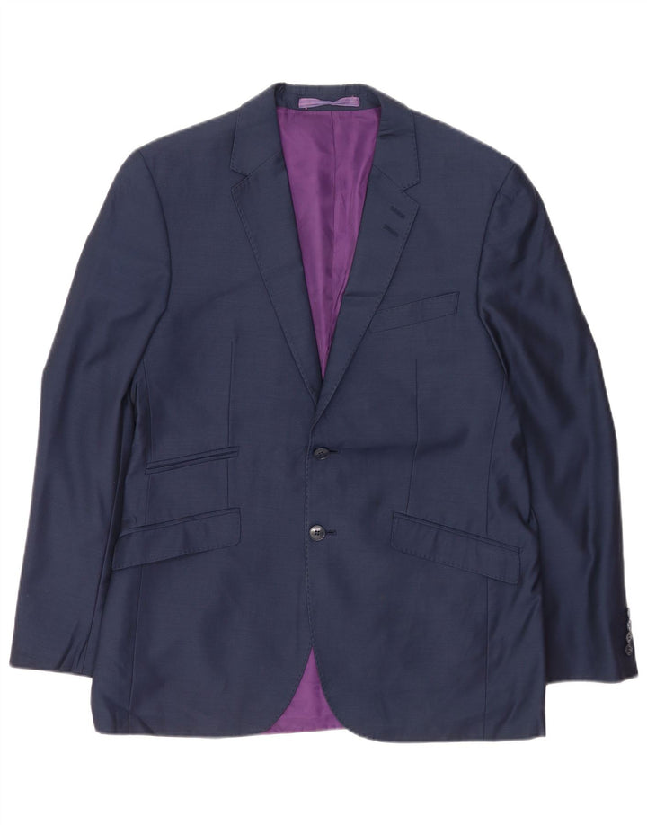 Jaqueta blazer masculina de 2 botões Marks & Spencer Reino Unido 40 grande lã azul marinho