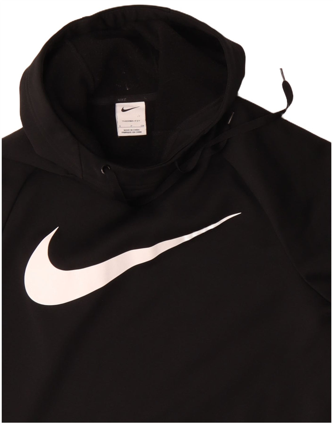 Suéter com capuz gráfico Nike Therma-Fit masculino pequeno poliéster preto