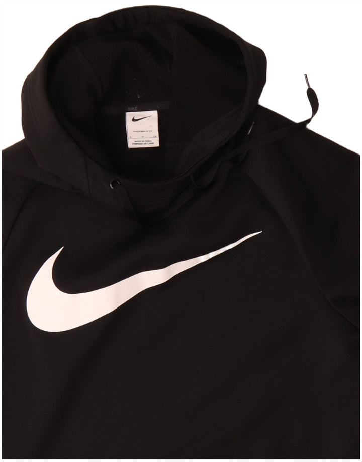 Suéter com capuz gráfico Nike Therma-Fit masculino pequeno poliéster preto