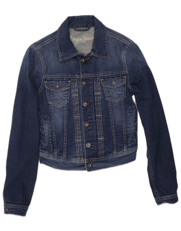 Jaqueta jeans feminina PEPE Jeans UK 10 algodão azul pequeno