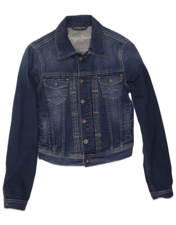 Jaqueta jeans feminina PEPE Jeans UK 10 algodão azul pequeno