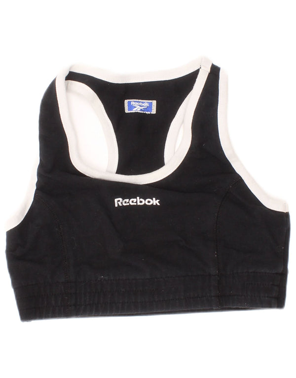Sutiã esportivo feminino Reebok Graphic UK 8 pequeno preto colorido bloco esportivo