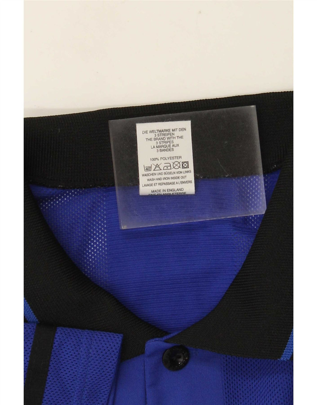 Adidas Mens Polo Shirt XL Azul Listrado Poliéster