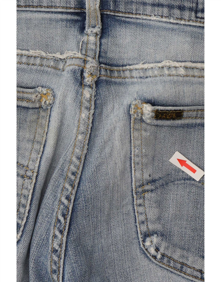 Shorts jeans feminino Lee REED desgastado W34 grande algodão azul