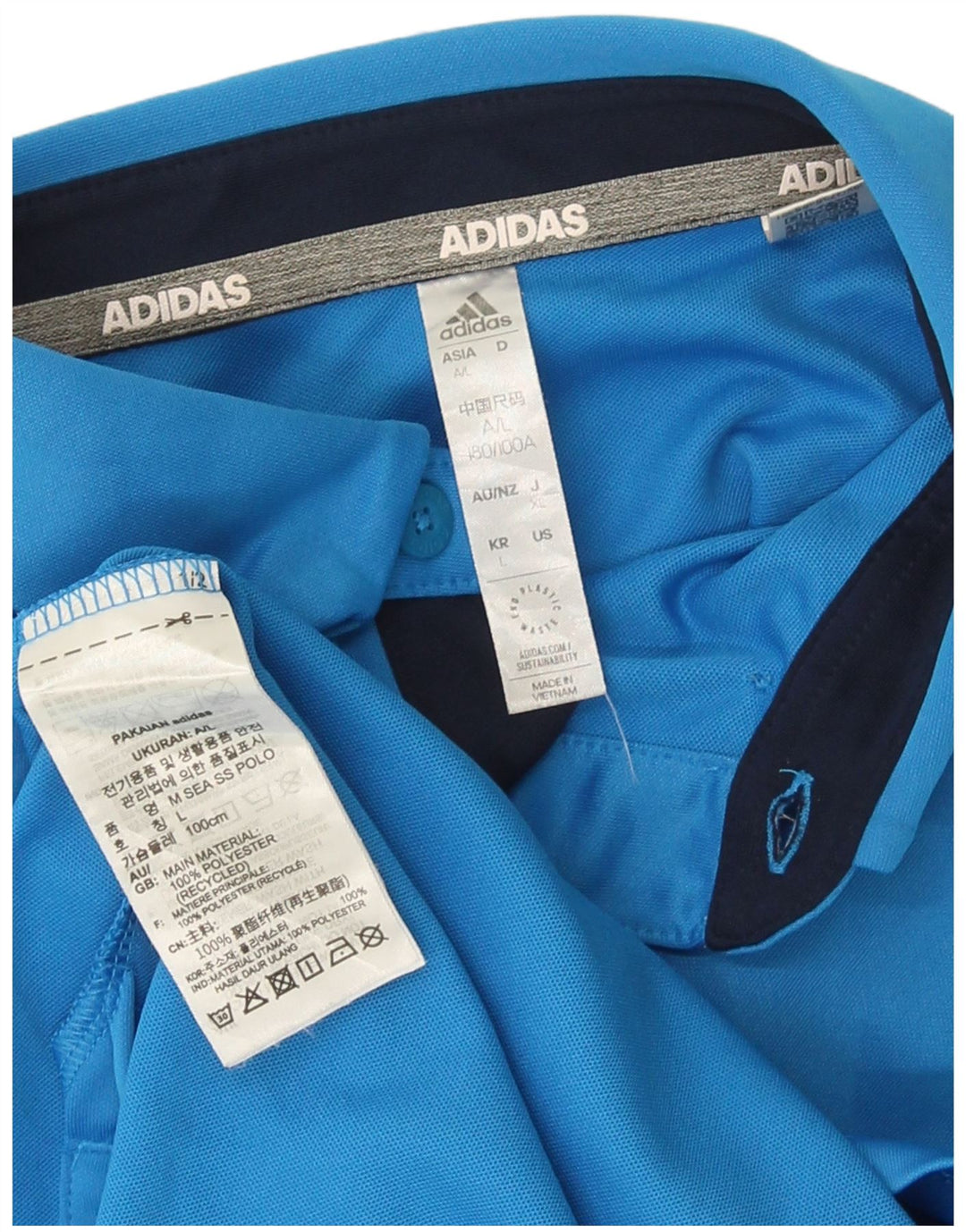 Camisa polo masculina Adidas grande poliéster azul