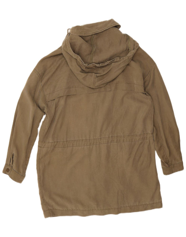 Zara Jaqueta Parka Feminina com Capuz Oversized Reino Unido 14 Médio Caqui