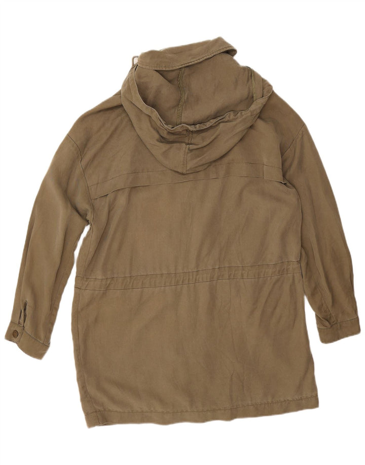 Zara Jaqueta Parka Feminina com Capuz Oversized Reino Unido 14 Médio Caqui