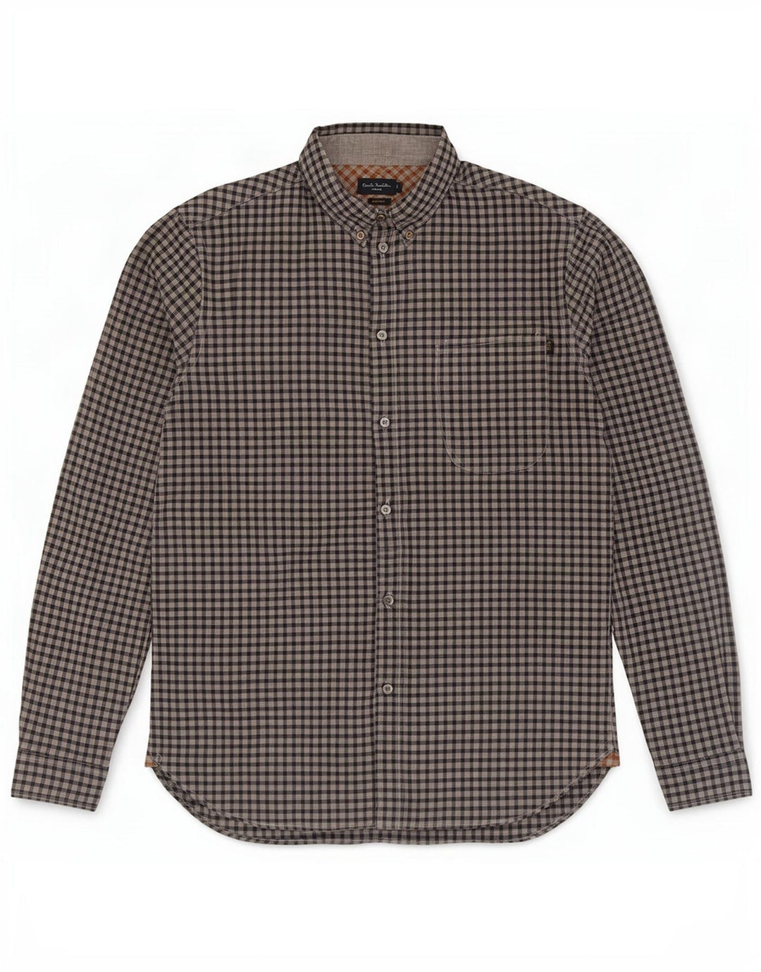 Camisa masculina Paul & Shark de ajuste padrão azul médio algodão guingão