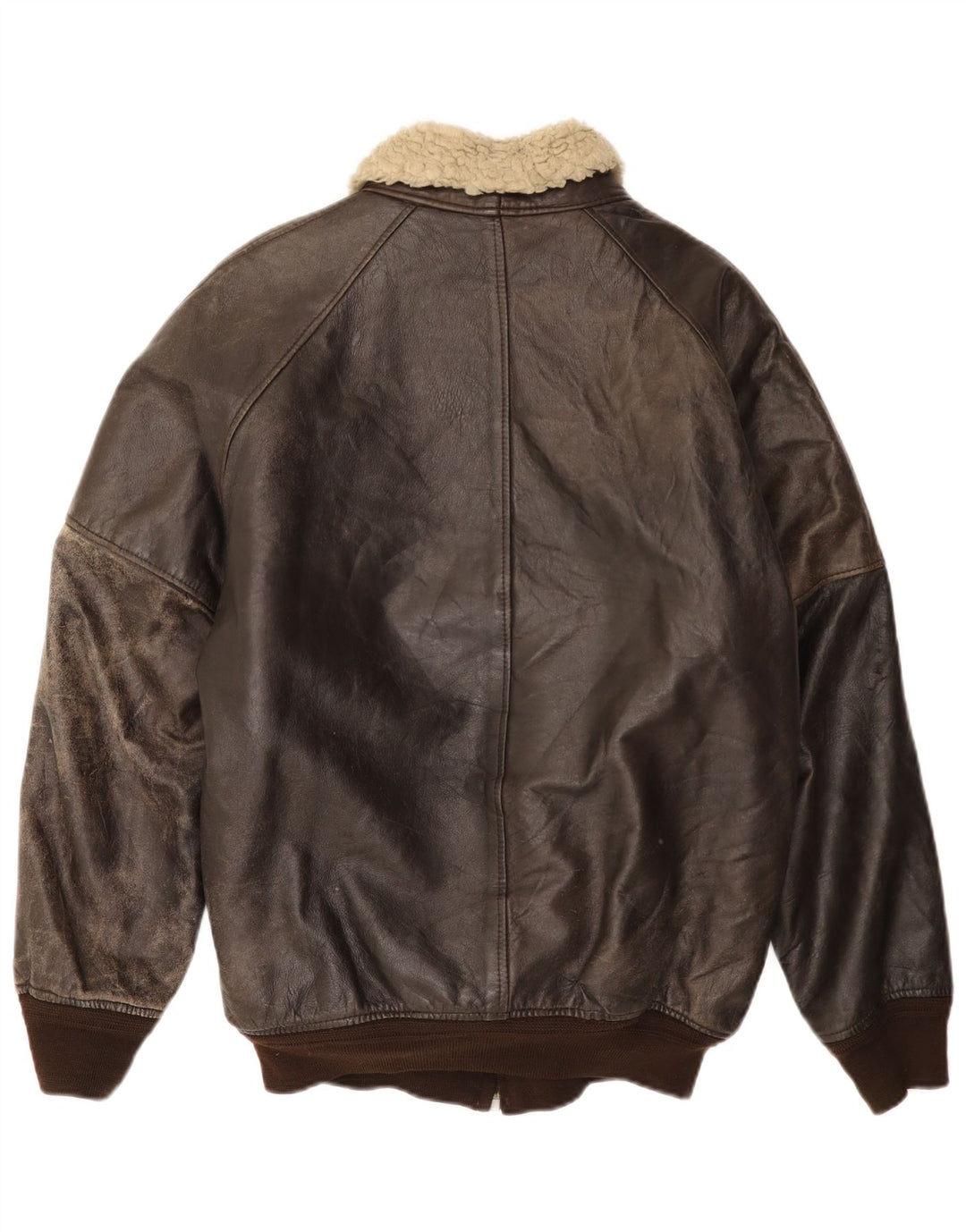 Jaqueta masculina vintage de couro Sherpa IT 52 XL marrom
