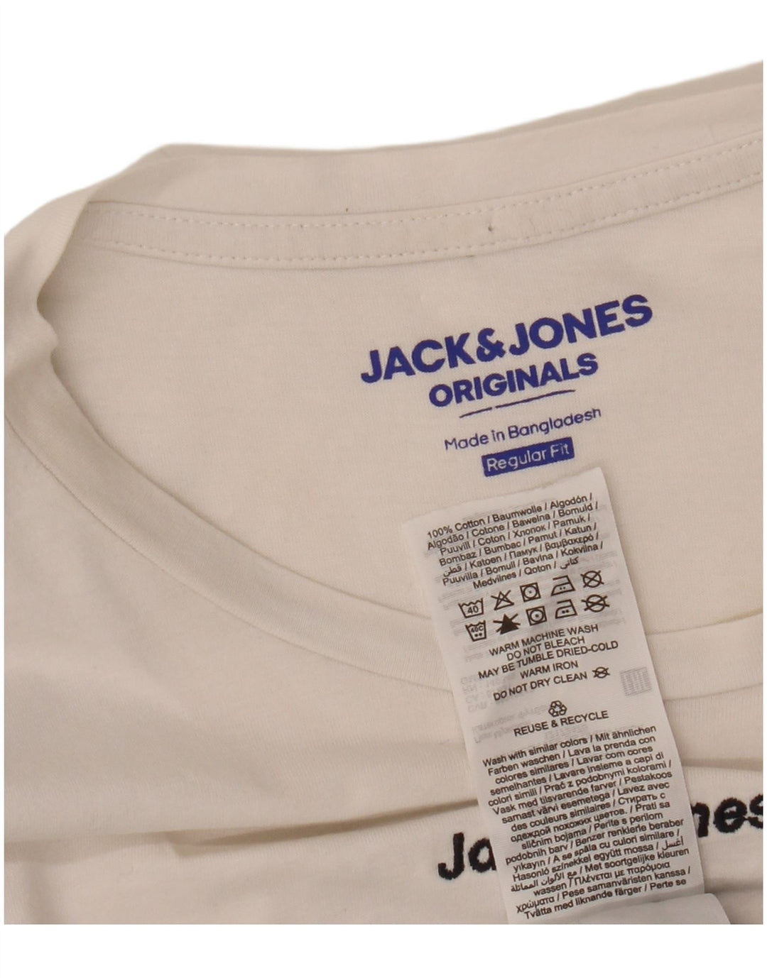 JACK & JONES Camiseta masculina Originals Top Pequeno Algodão Colorblock Branco