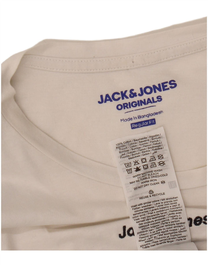 JACK & JONES Camiseta masculina Originals Top Pequeno Algodão Colorblock Branco