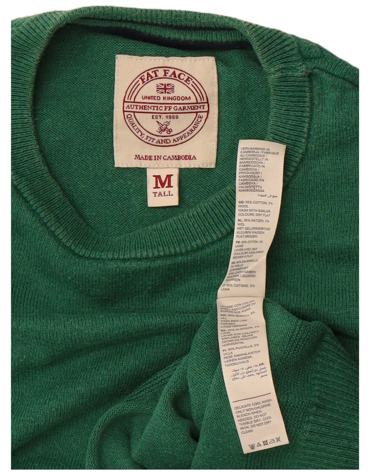 Suéter masculino FAT FACE com gola alta e gola alta, algodão verde médio